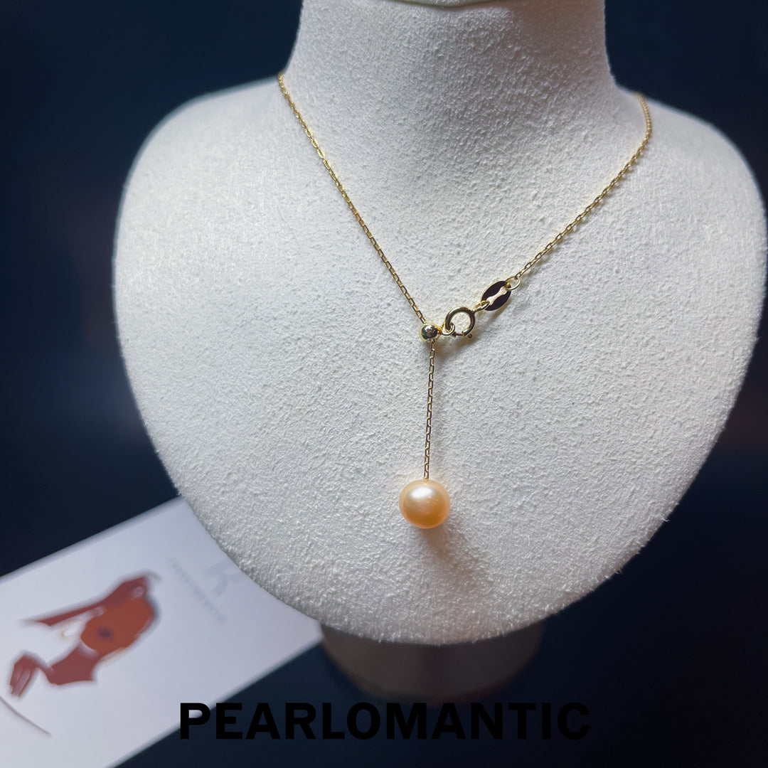 [Designer's Choice] Freshwater Pearl 8-9mm Orange-red Spaced Necklace w/ S925 Silver