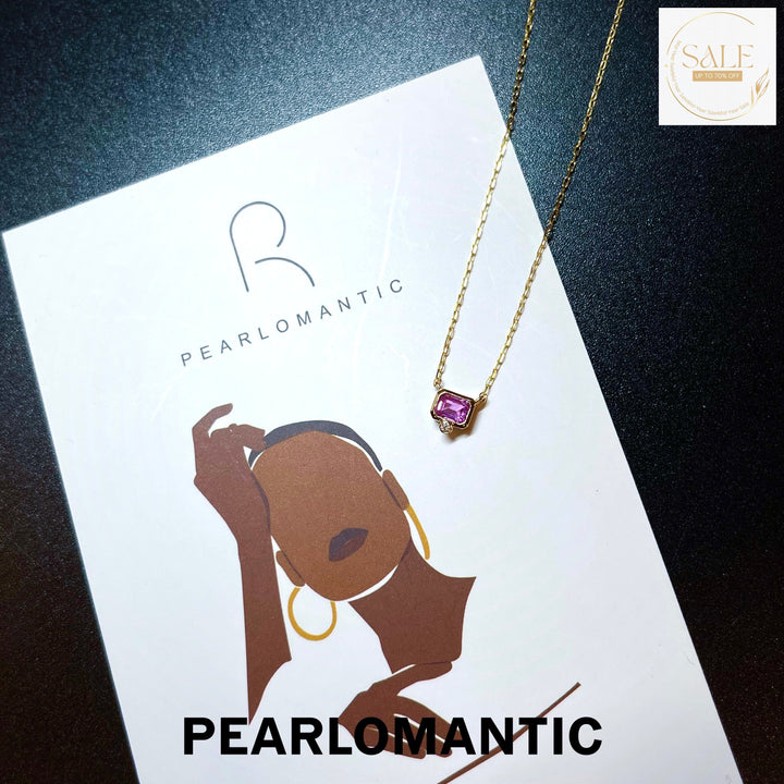 [Fine Jewelry] Pink Sapphire 0.25ct + Diamond Mini-Bag Design Pendant w/ Certificate & 18k Gold