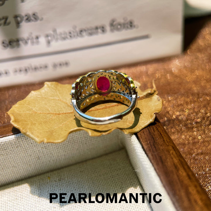 [Designer's Choice] Vintage Style S925 Silver 2ct Natural Ruby Adjustable Rings