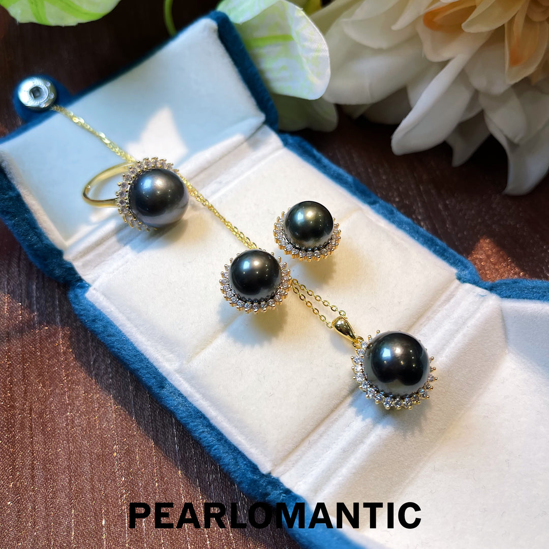 [Fine Jewelry] Tahitian Black Pearl Earrings & Pendants & Rings Jewelry Sets