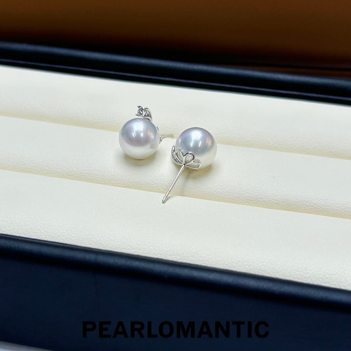 [Fine Jewelry] 18k White Gold & Australian White Pearl 9-10mm Classic Earrings