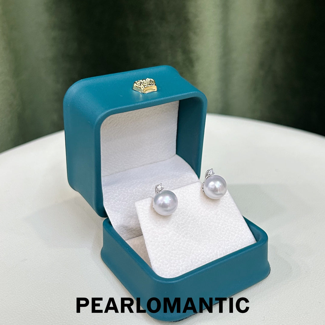 [Fine Jewelry] 18k White Gold & Australian White Pearl 9-10mm Classic Earrings