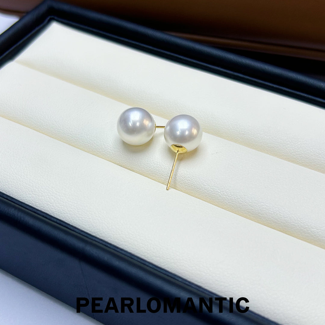 [Fine Jewelry] 18k Gold & Australian White Pearl 9-10mm Classic Earring Studs