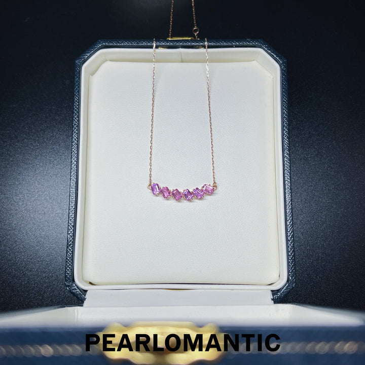 [Fine Jewelry] Pink Sapphire 1.5ct Smile Design Necklace w/ 18k Rose Gold