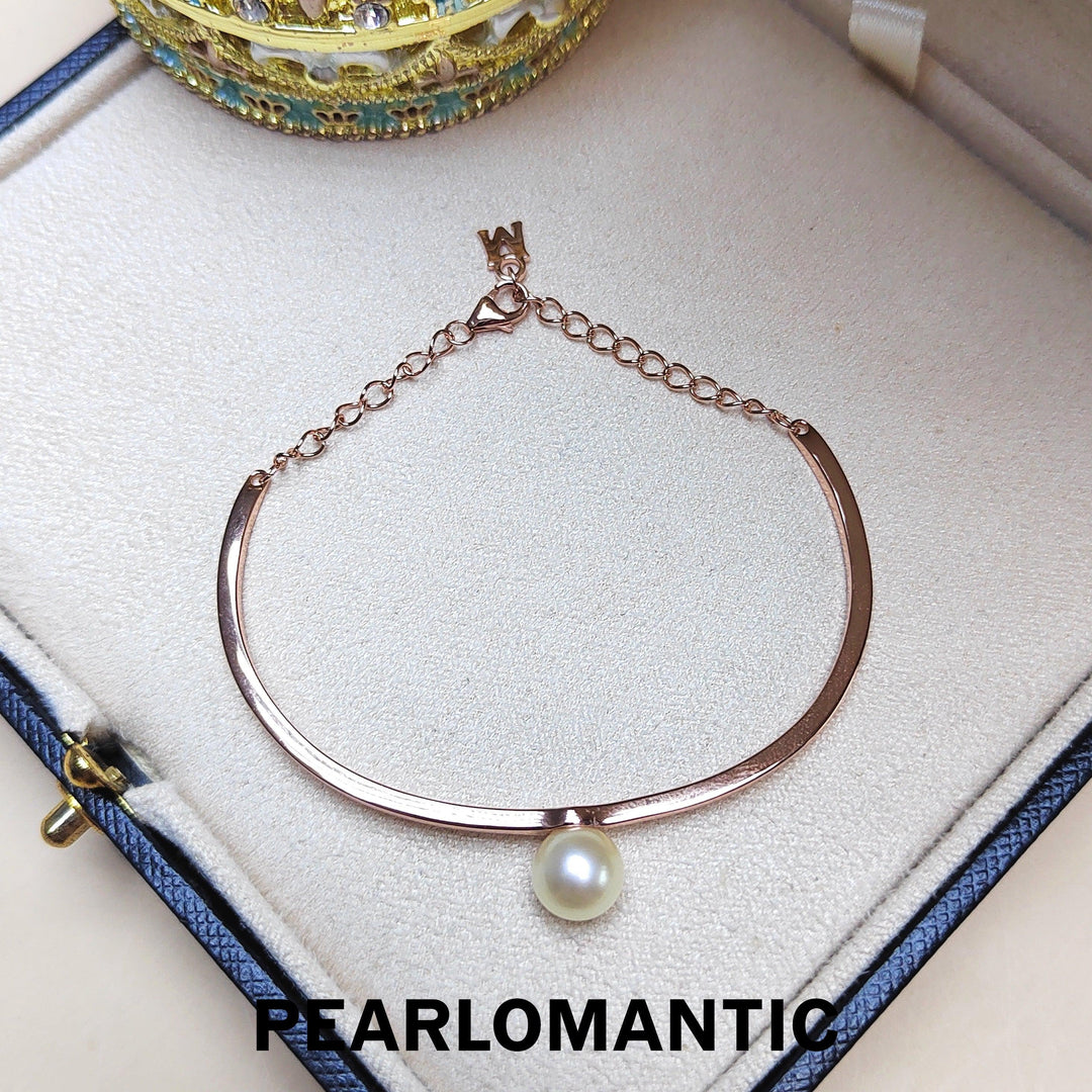 [Designer's Choice] Rose Gold Plated Bracelet w/ Akoya Queen Natural Color 7.5-8mm Top Level