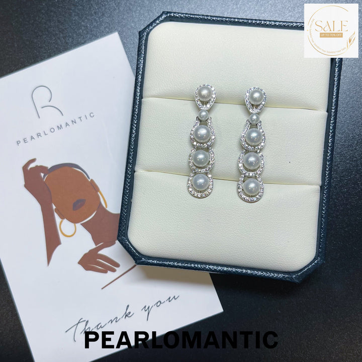[Everyday Essentials] Freshwater Pearl 4-5mm Triple Drop Dangling Earrings w/ S925