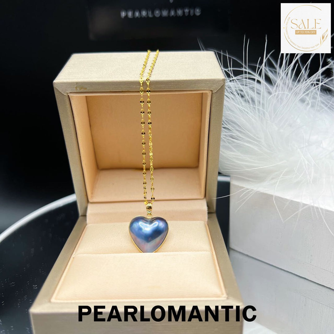[Designer’s Choice] Japanese Mabe Pearl Heart Shape 14*14mm Pendant w/ 18k Gold