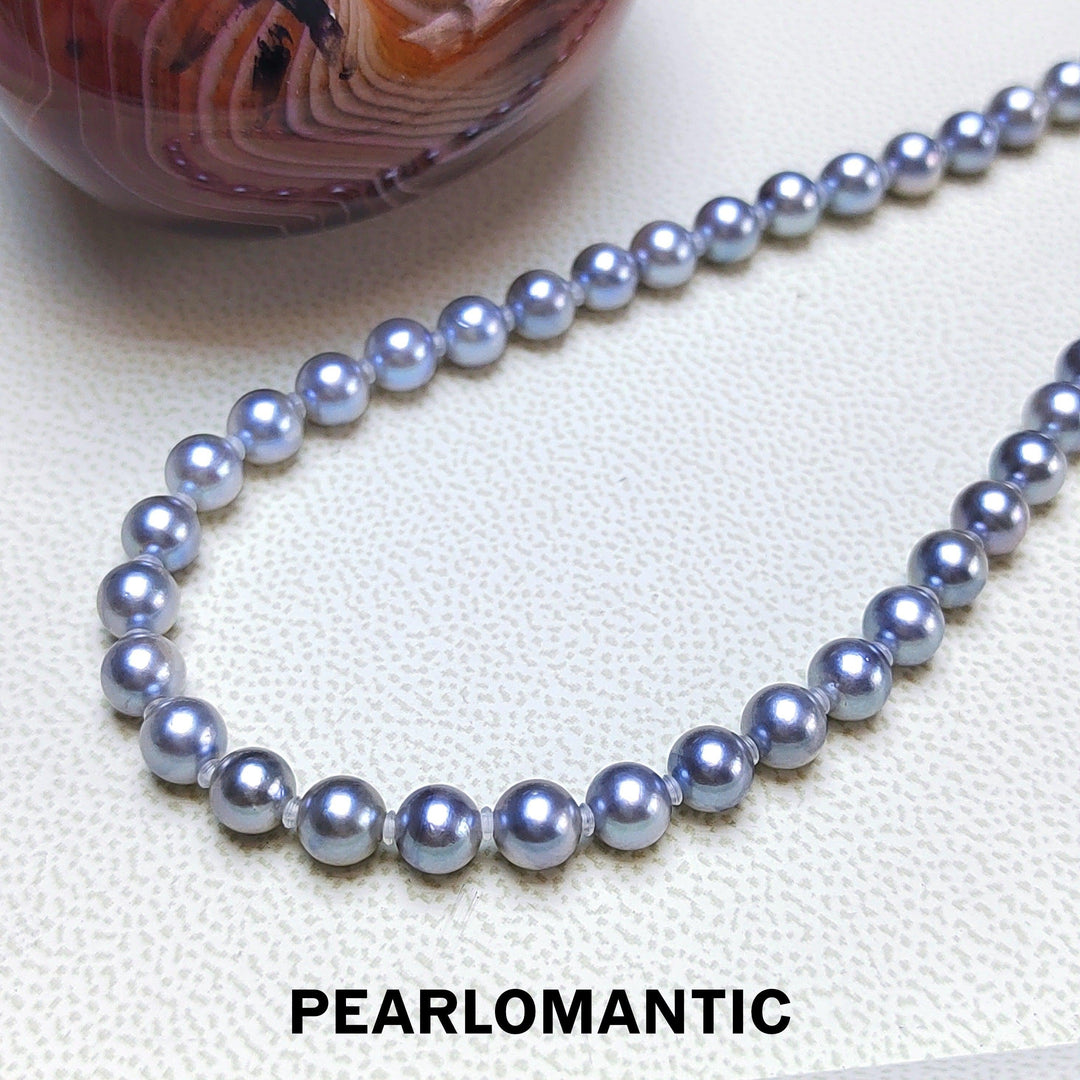 【Fine Jewelry】Rare Natural Akoya Madama Color Small Size Necklace 5-5.5mm w/ 18k White Gold Adjustable Tail Chain