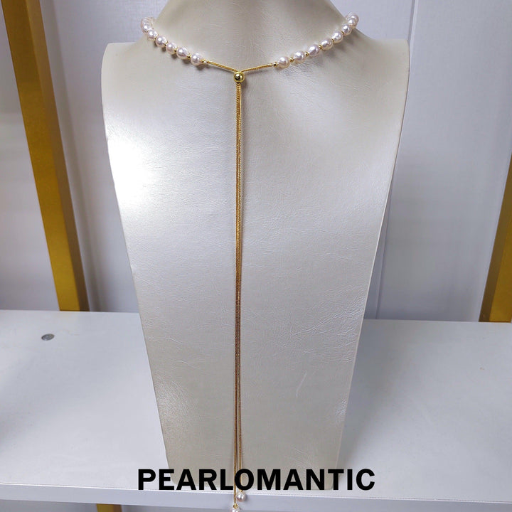 [Designer’s Choice] Japanese Akoya 6-7mm Baroque Style Pinky Tone All-Purpose  Necklace Excellent Luster