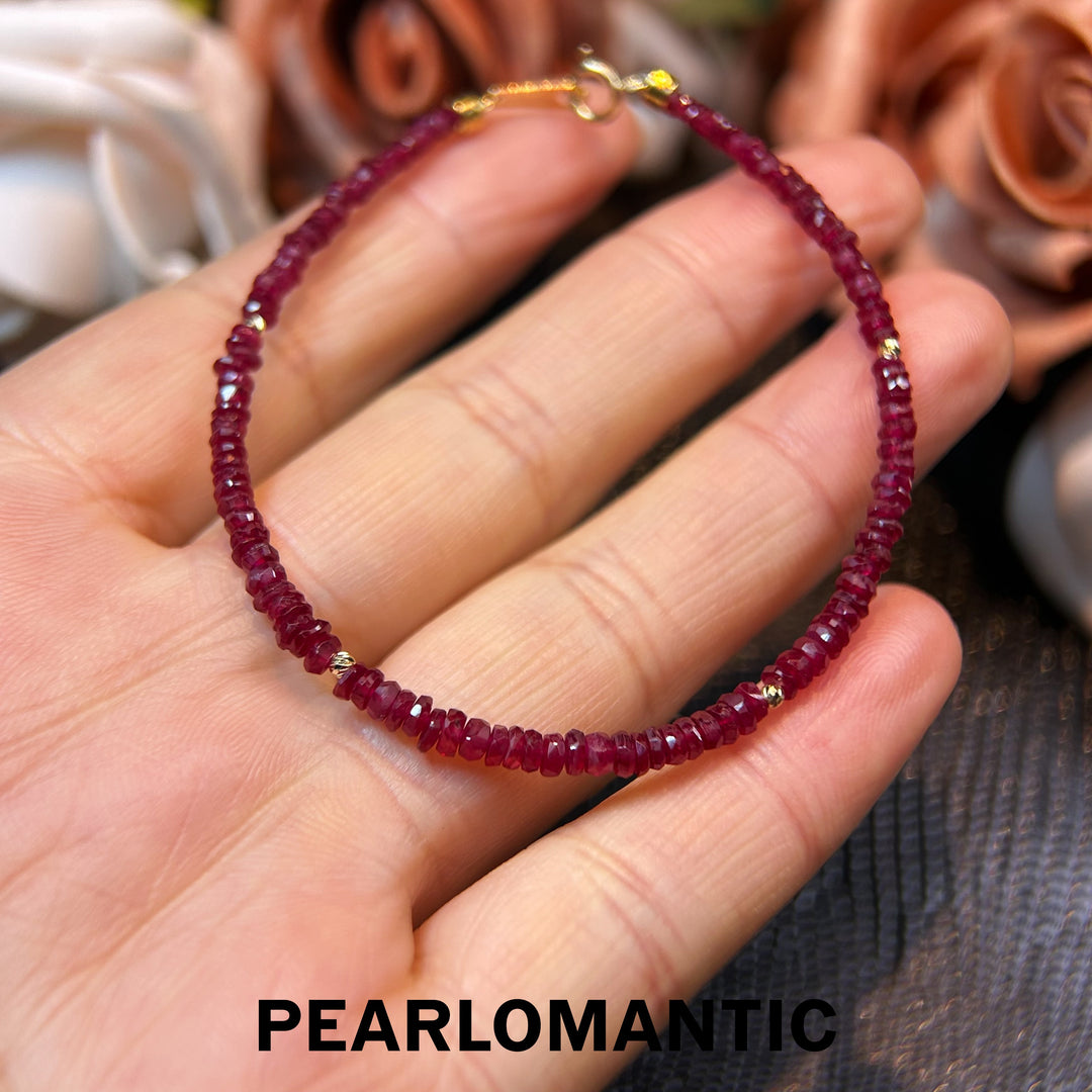 [Fine Jewelry] 18k Gold &amp; Ruby Crushed Garnet Adjustable Bracelets