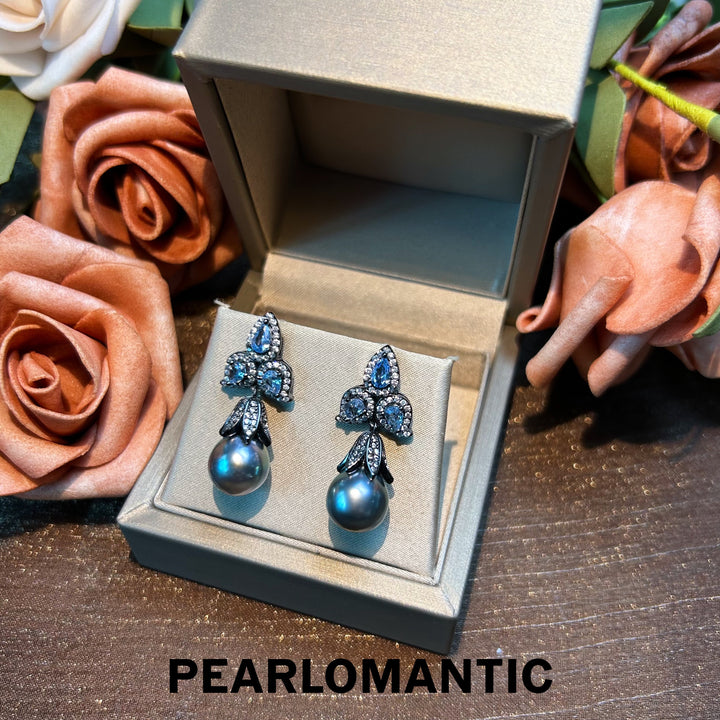 [Designer's Choice] Tahitian Black Pearl Tears of the Deep Earrings w/ S925 Silver