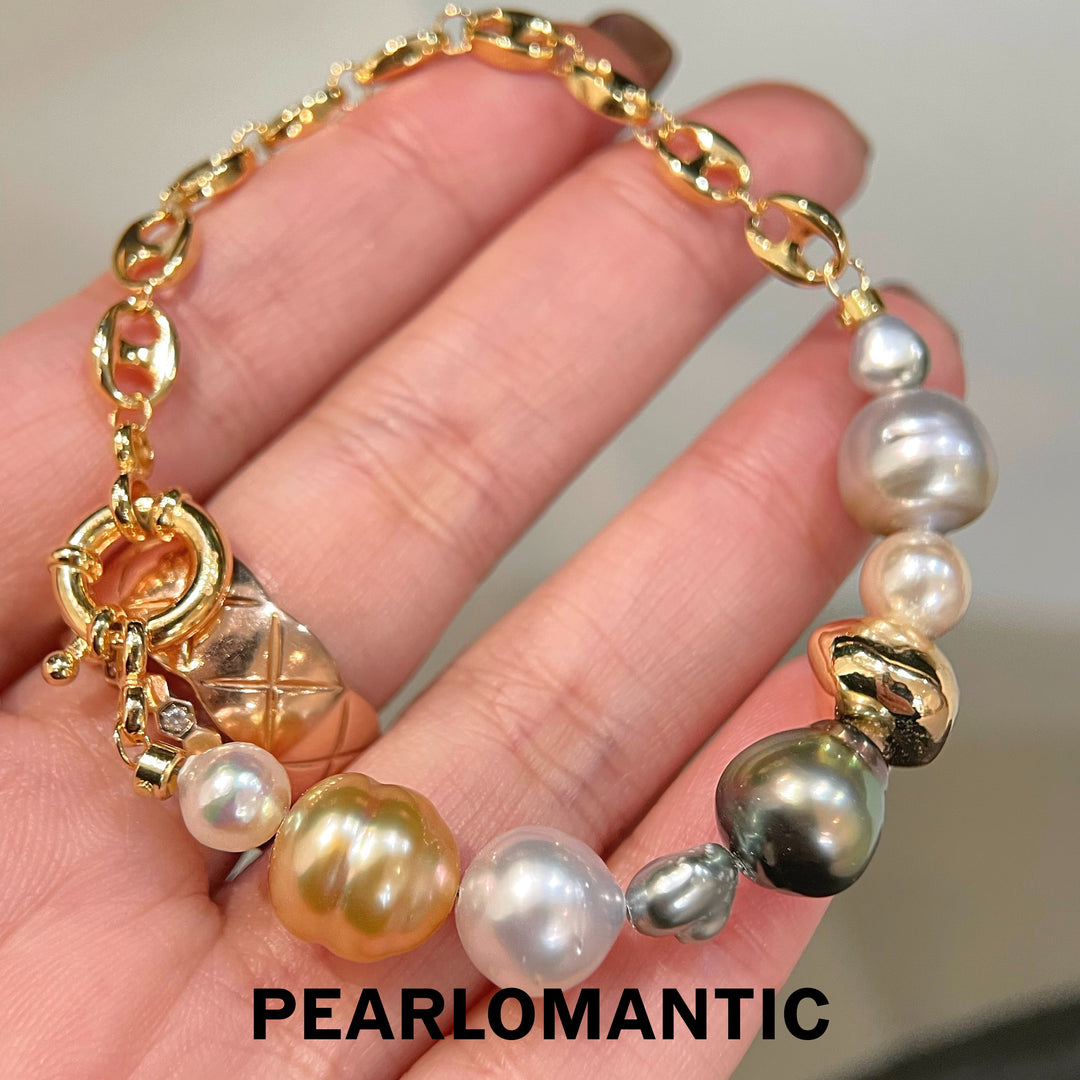 [Designer's Choice] Multi Saltwater Keshi & Baroque Pearl Mixed-Hue Bracelets