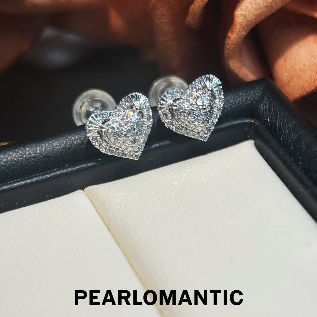 [Fine Jewelry] 18k Gold & Diamonds 0.42ct Heart Shape Earring Studs