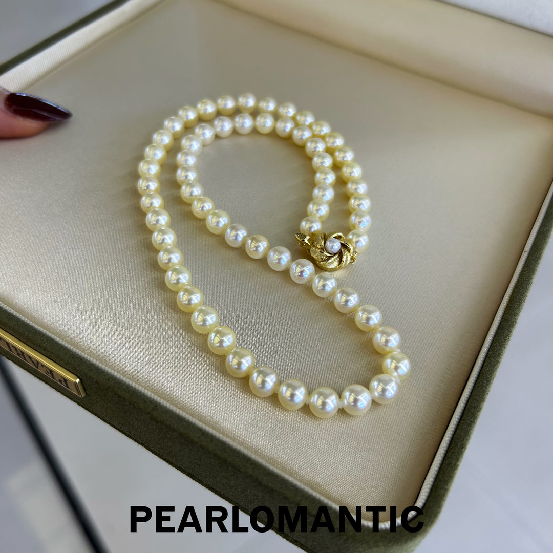 [Fine Jewelry] Akoya Pearl 6-7mm Golden Feather Classic Necklaces w/ S925 Silver