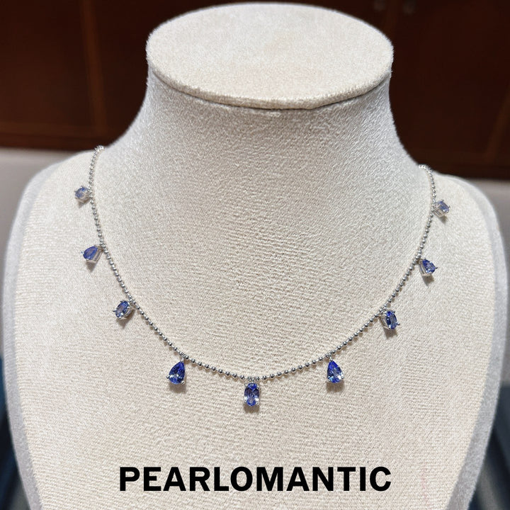 [Spring Sale] Starry Night Unique 3.6ct Tanzanite Station Necklace w/ S925 Silver