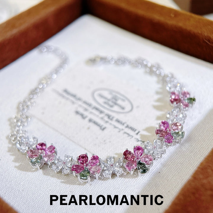 [Designer’s Choice] Candy Bloom Natural Pink Tourmaline Floral Bracelet 3.8ct