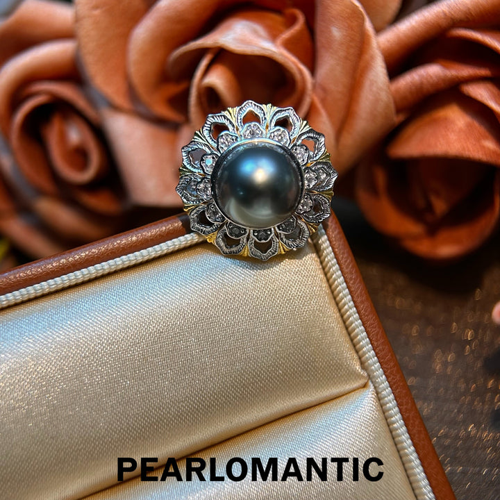 [Designer's Choice] Tahitian Black Pearl Buccellati-Inspired Pearl Ring Size Adjustable