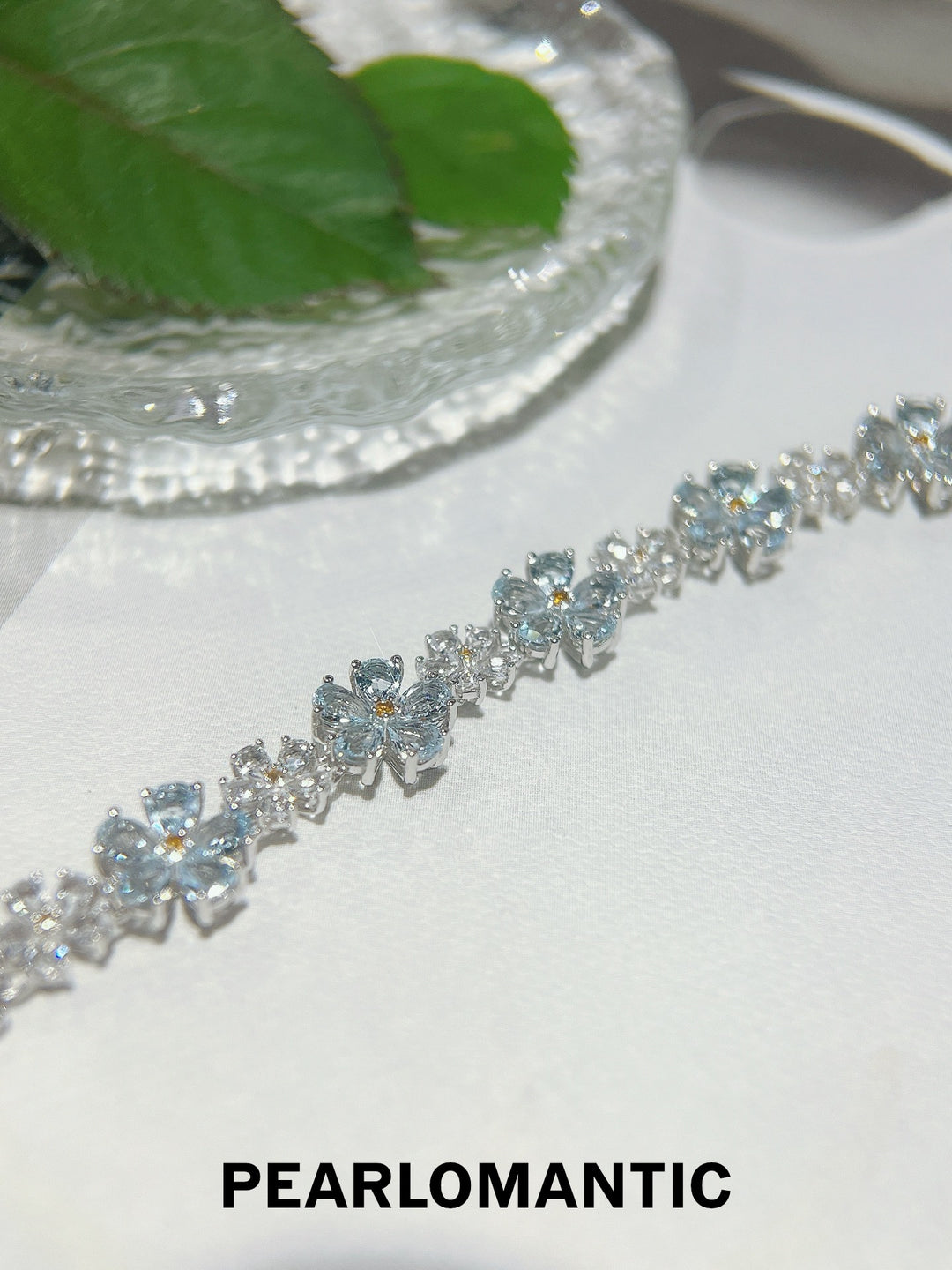[Elección del diseñador] Pulsera floral única Starry Bloom de aguamarina de 3.3 ct con plata S925