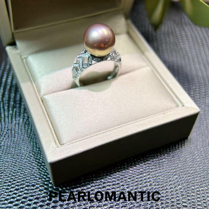 [Elección del Diseñador] Anillo llamativo de perla cultivada de agua dulce morada de 11.6 mm Radiant Velvet Dusk