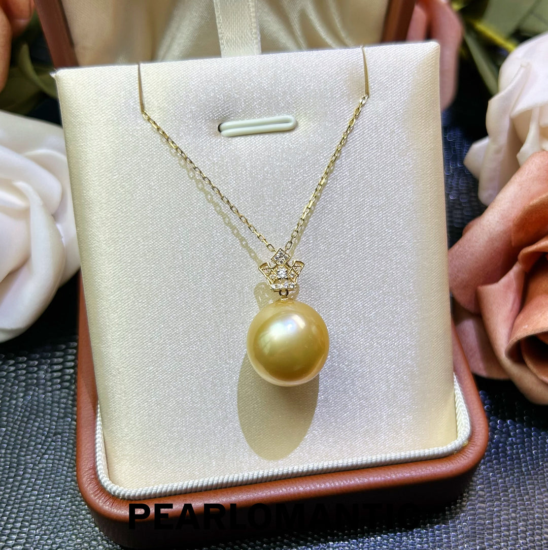 [Fine Jewelry] 14-15mm Golden South Sea Pearl Crown Pendant in 18K Gold