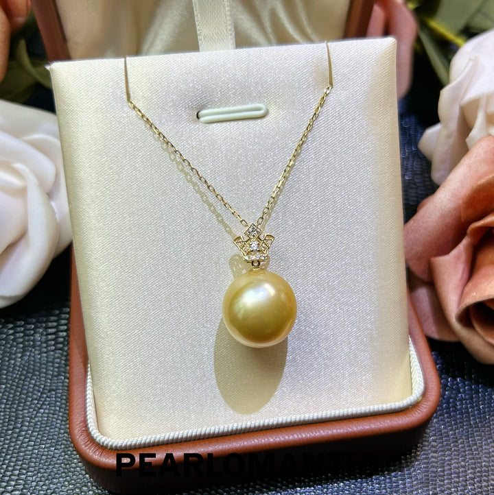 [Fine Jewelry] 14-15mm Golden South Sea Pearl Crown Pendant in 18K Gold