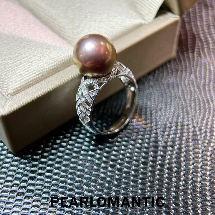 [Elección del Diseñador] Anillo llamativo de perla cultivada de agua dulce morada de 11.6 mm Radiant Velvet Dusk