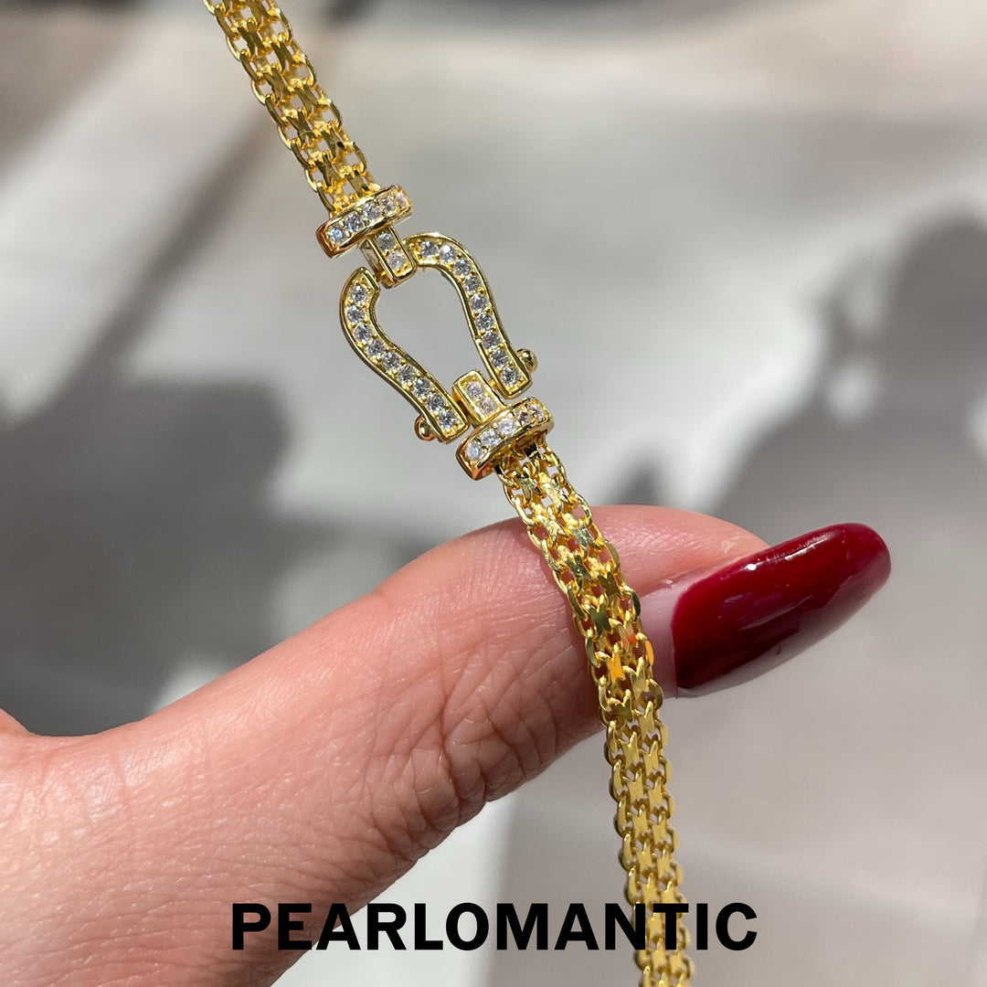 [Spring Sale] Milanese Link Unique Italy-Made Horseshoe Bracelet w/ Gold-Plated Silver