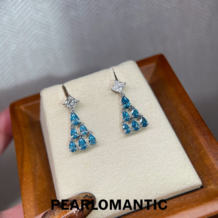 [Fine Jewelry] Lab-Grown Diamonds Blue Mirage Chandelier Earrings w/ PT900