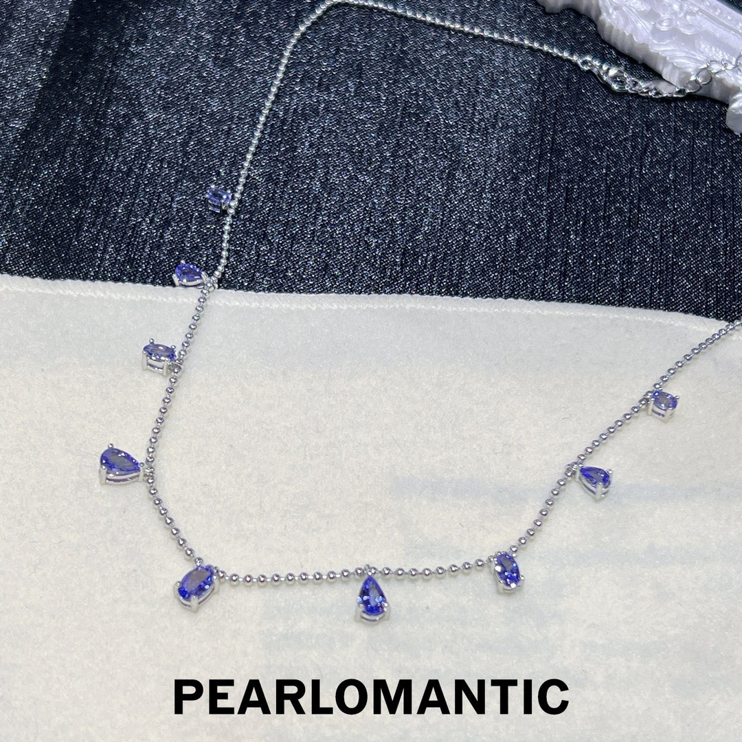 [Spring Sale] Starry Night Unique 3.6ct Tanzanite Station Necklace w/ S925 Silver