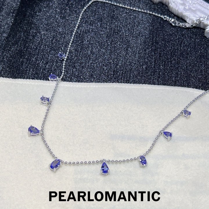 [Spring Sale] Starry Night Unique 3.6ct Tanzanite Station Necklace w/ S925 Silver