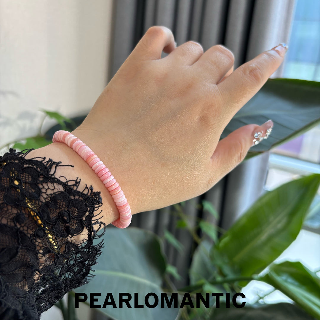 [Designer’s Choice] Blush Serenity 8mm Pink Conch Shell Disc Beaded Bracelet