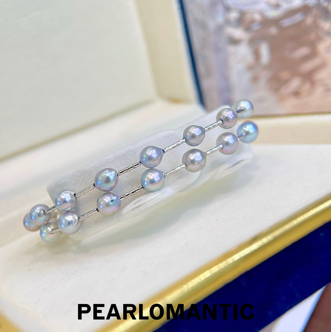 [Fine Jewelry] Frost Glow Akoya Madama Color Baroque Pearl Bracelet 18K White Gold