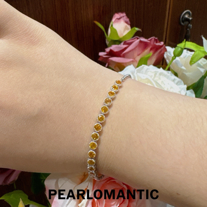 [Designer’s Choice] Orange Spark Natural Fanta Garnet Line Bracelet 3.6ct
