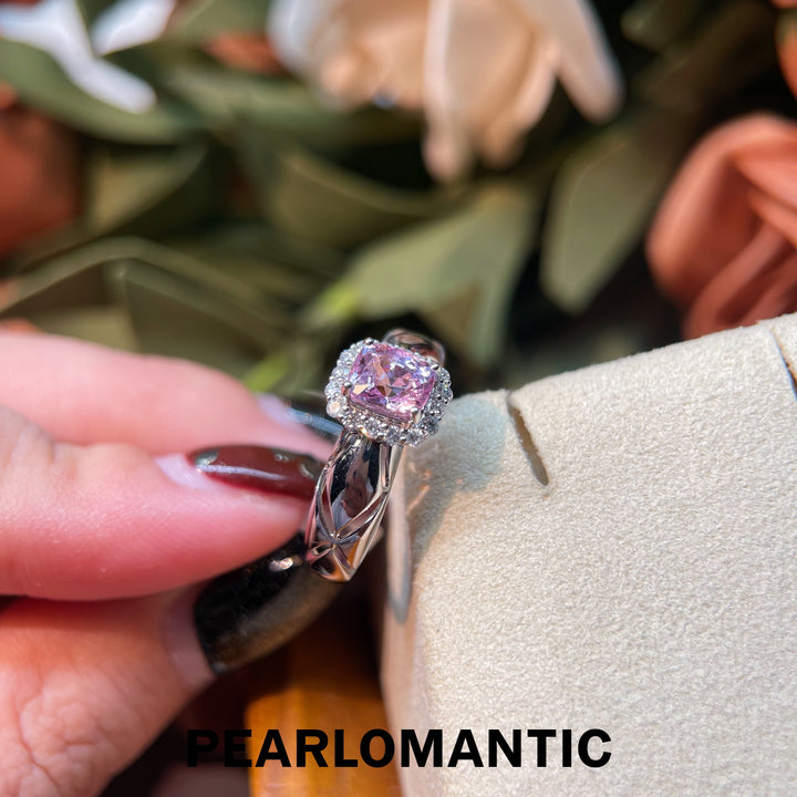[Fine Jewelry] 18K White Gold Lone Lavender Glow Tourmaline & Diamond Ring