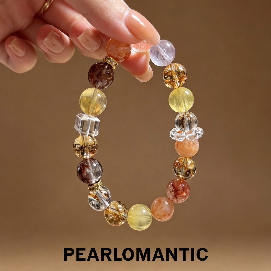 [618 Sale] Natural Crystal Mixed Color Round Bead Bracelet