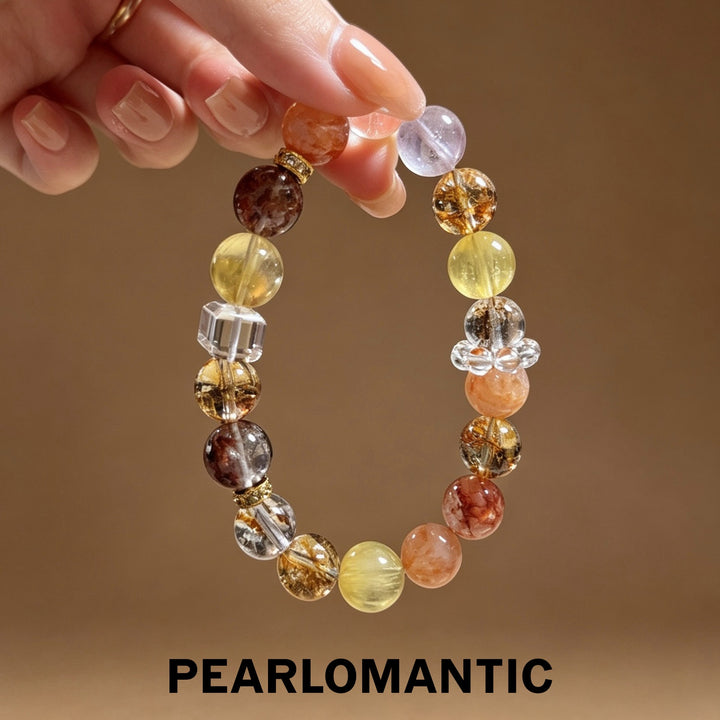 [618 Sale] Natural Crystal Mixed Color Round Bead Bracelet