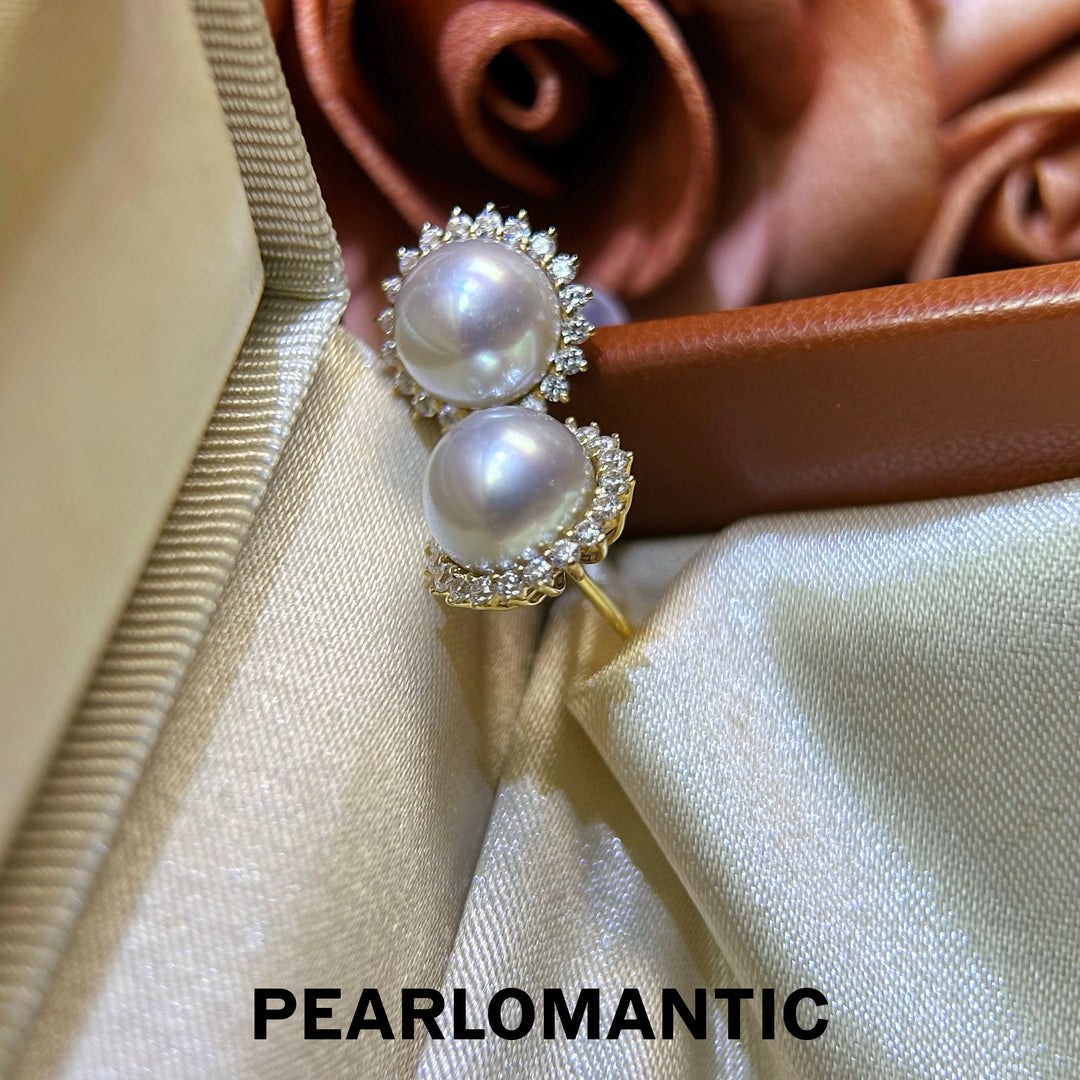 [Fine Jewelry] 8-9mm Akoya Madama Color Pearl Sunflower Earrings