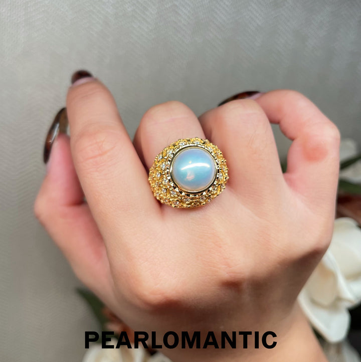 [Designer's Choice] Saltwater Mabe Pearl Fancy Vintage Adjustable S925 Silver Rings