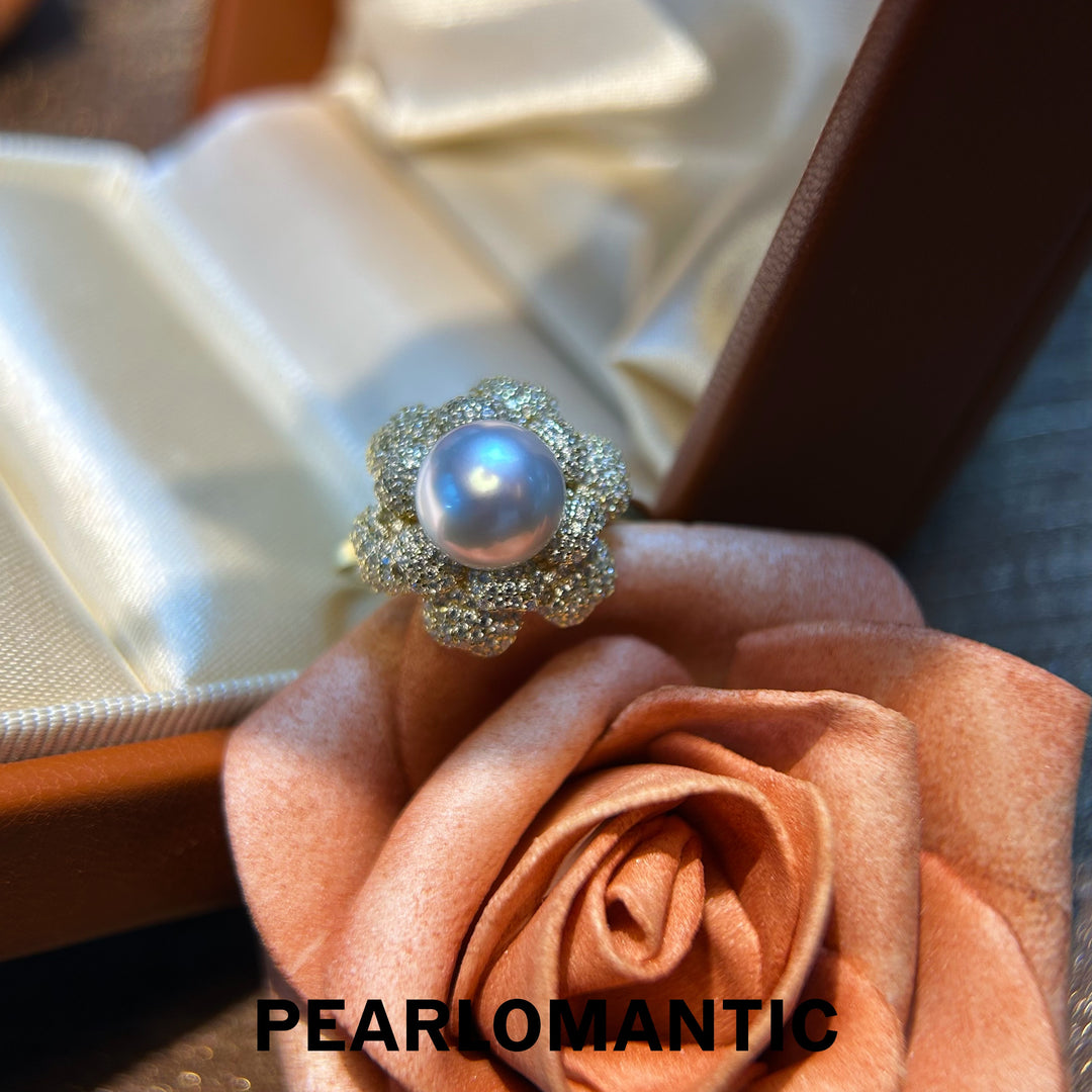 [Designer's Choice] Australian White Pearl Moonlight Bloom Adjustable Silver Ring
