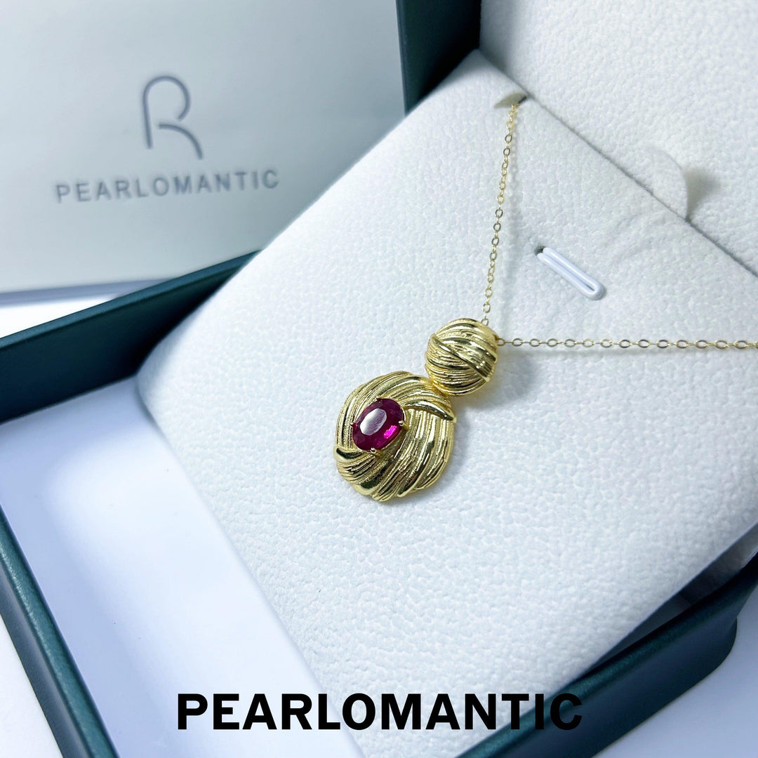 [Designer's Choice] Ruby 2ct + Zircon Mom's Hug Design Pendant w/ S925 Gold Plated