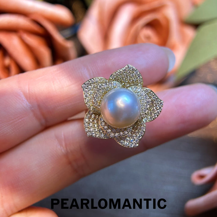 [Designer's Choice] Australian Dusty Rose Pearl Luminous Petal Adjustable Silver Ring