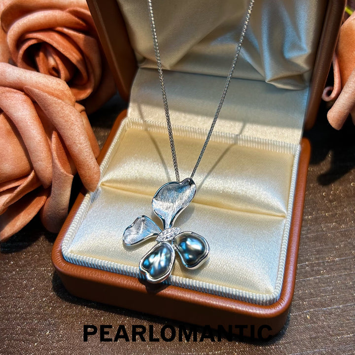 [Designer's Choice] Tahitian Black Pearl Keshi Mirage Butterfly Pendants w/ S925 Silver