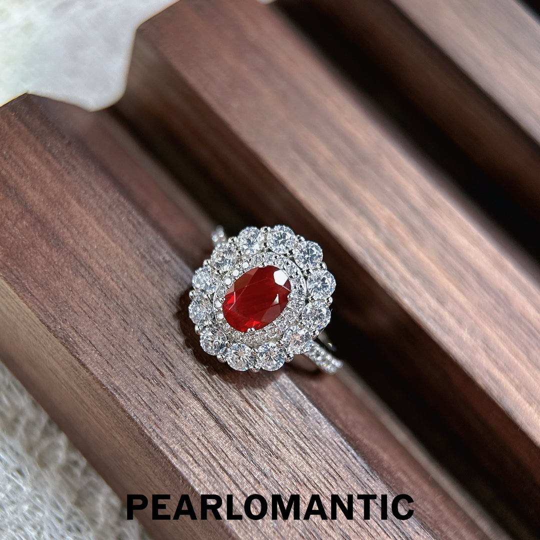 [Designer’s Choice] Solar Halo Natural Sunstone Oval Ring 0.76ct S925