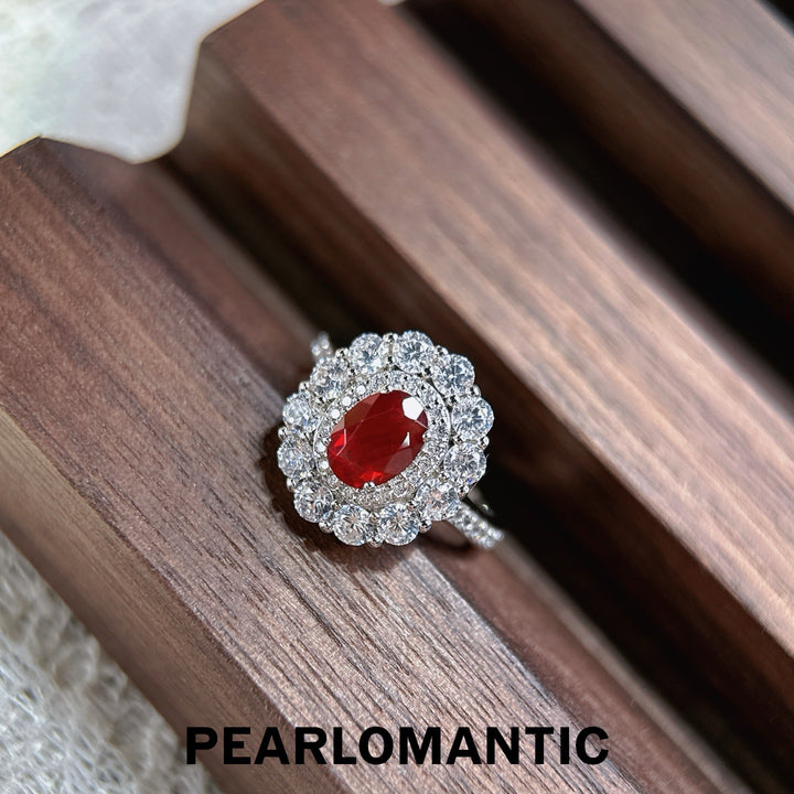 [Designer’s Choice] Solar Halo Natural Sunstone Oval Ring 0.76ct S925