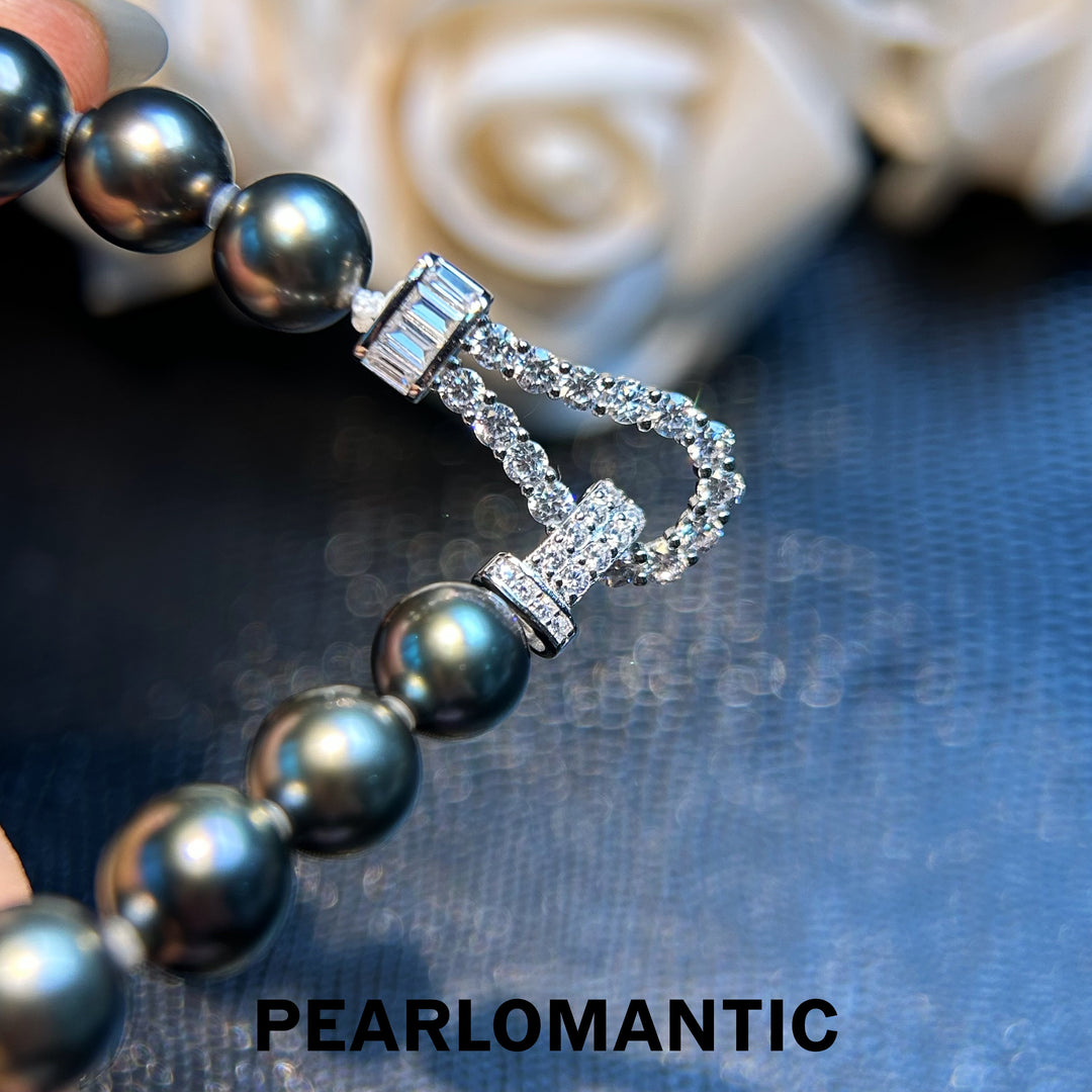 [Fine Jewelry] Tahitian Black Pearl Elegant Muted Classic Strand with Silver Clasp