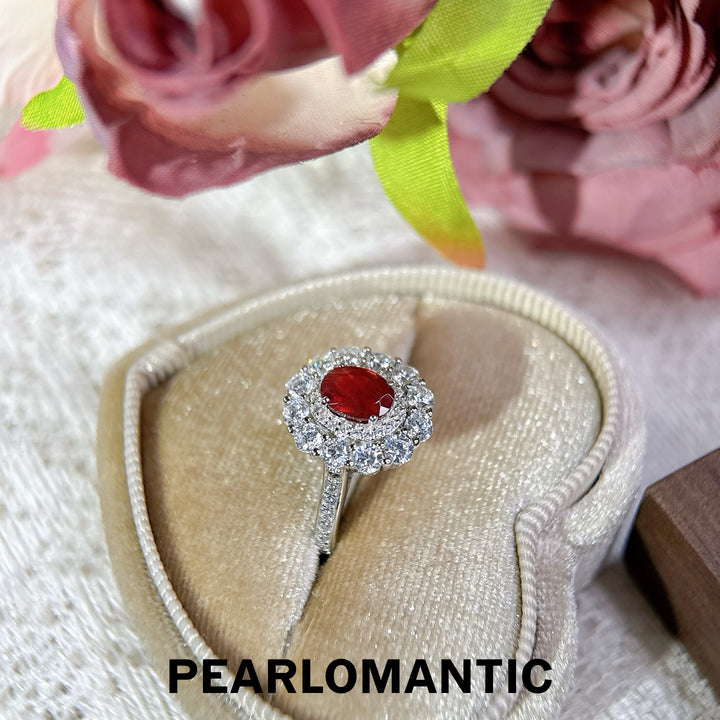 [Designer’s Choice] Solar Halo Natural Sunstone Oval Ring 0.76ct S925