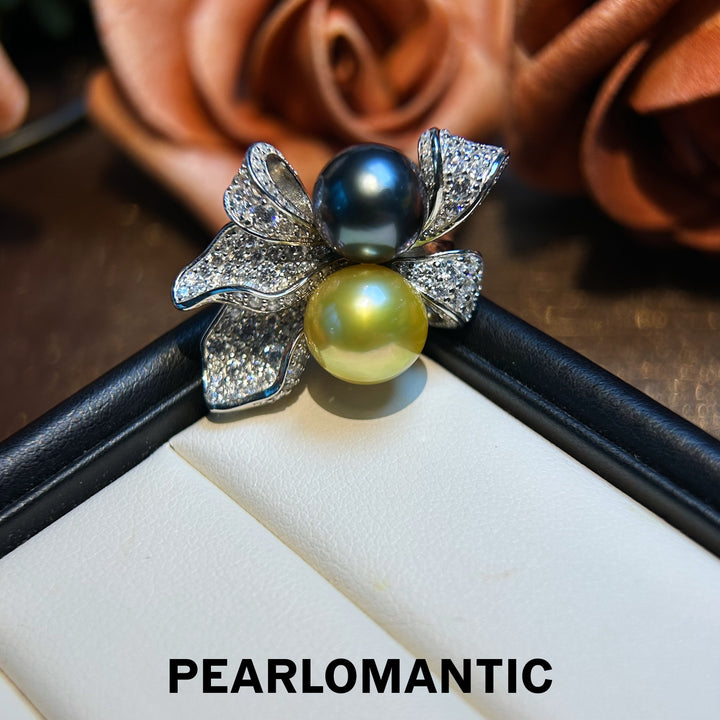 [Designer's Choice] Opulent Tahitian & South Sea Pearl Duo S925 Adjustable Ring