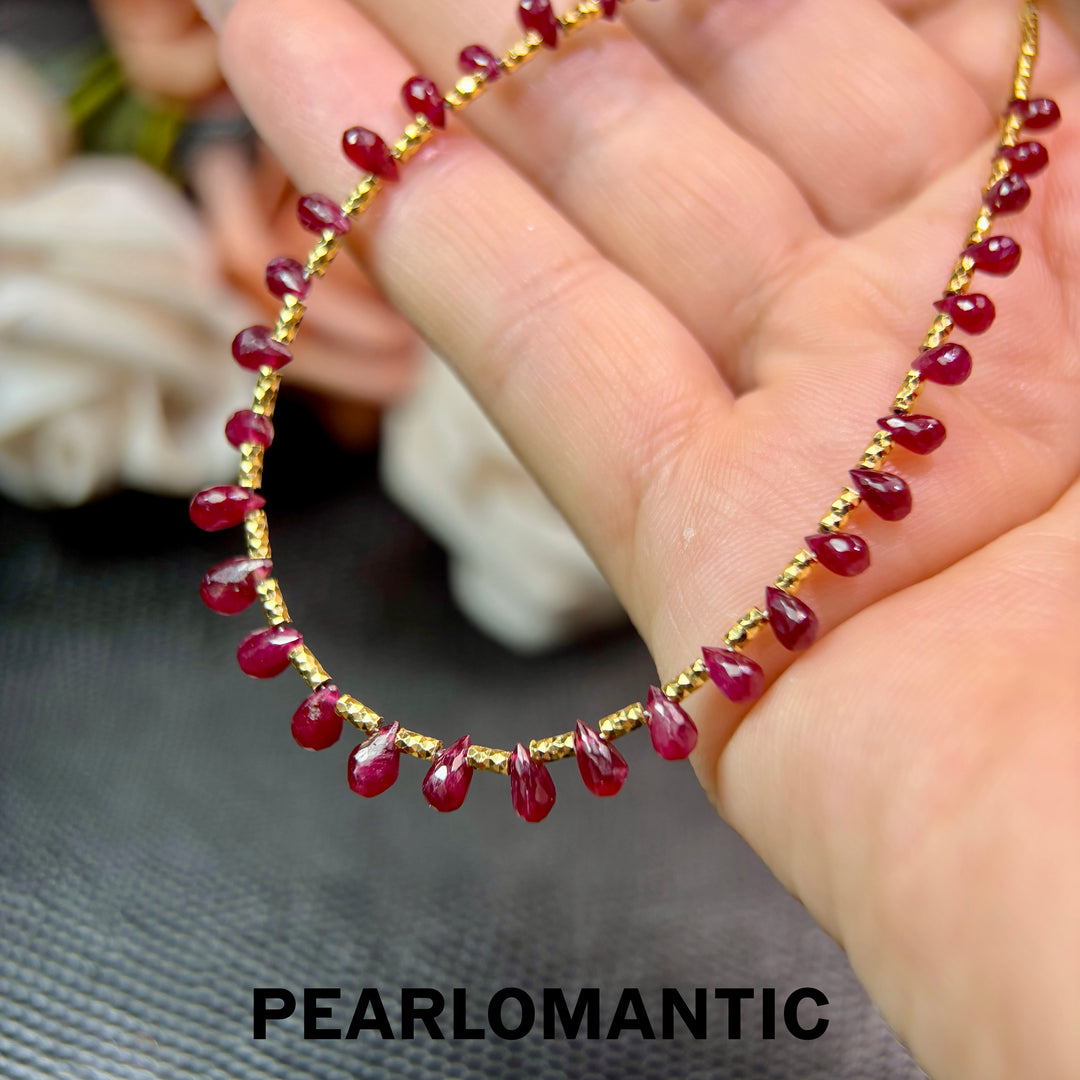 [Designer’s Choice] Ruby Cascade Gradient Teardrop Necklace S925 Silver