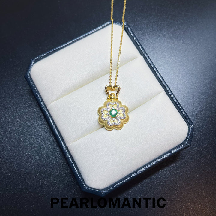 [Designer's Choice] Emerald vvg 0.3ct Italy Buccellati Style Pendant S925 w/ Gold Plated