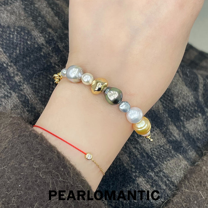 [Designer's Choice] Multi Saltwater Keshi & Baroque Pearl Mixed-Hue Bracelets